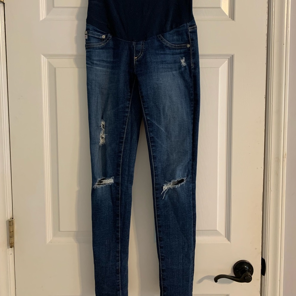 AG distressed maternity skinny jeans
